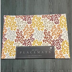 Town & Country Set of 4 Leaf Pattern Placemats 13 x 19 Cotton Autumn Colors